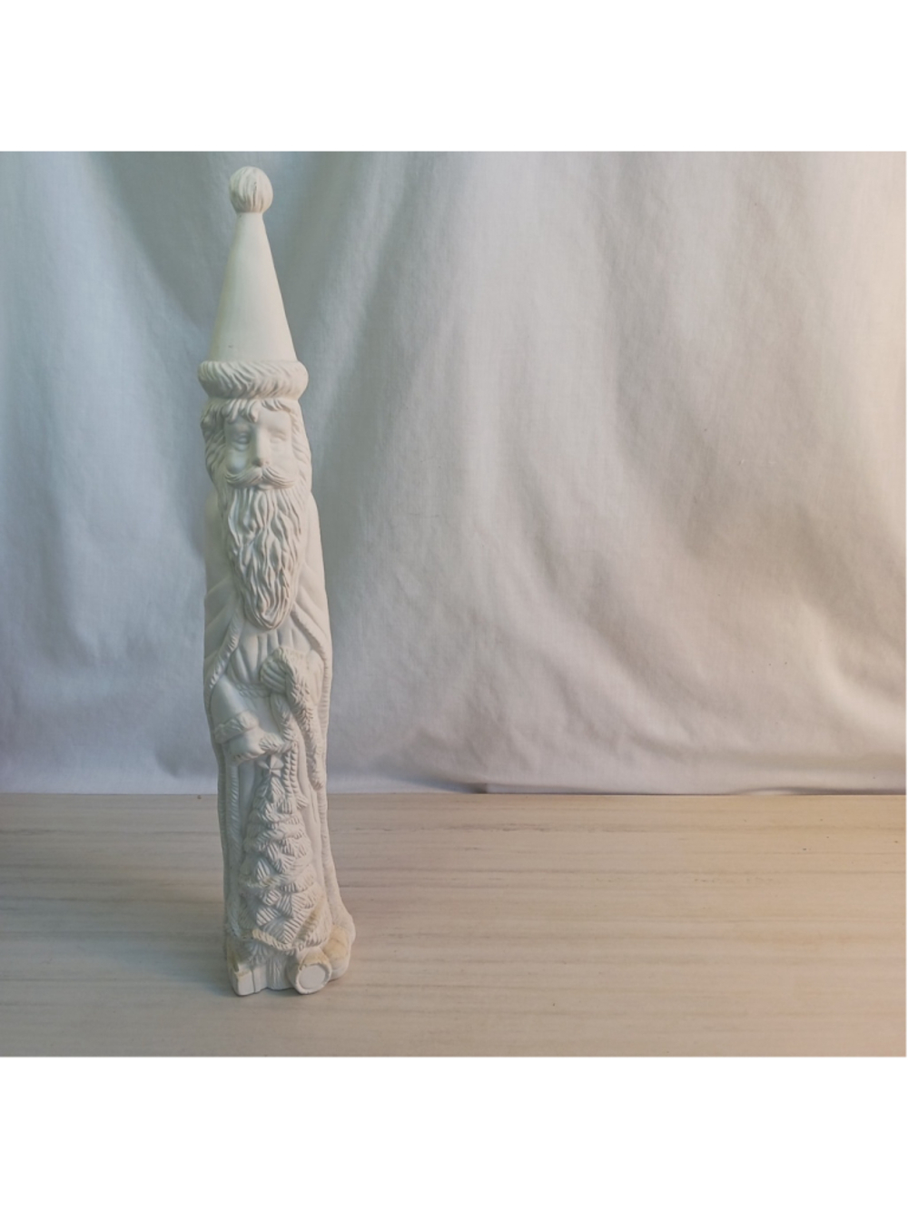 VtgCeramic Tall Santa Pencil Ready To Paint Bisque 15 x 2.5" Old World St. Nick